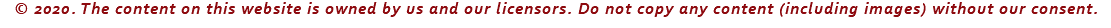 © 2020. The content on this website is owned by us and our licensors. Do not copy any content (including images) without our consent.